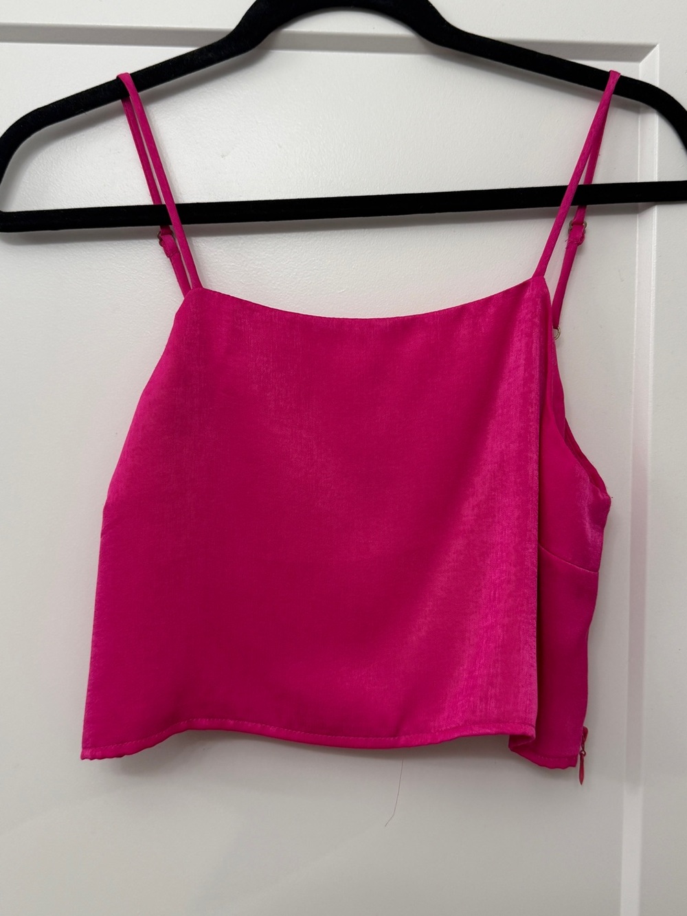 Show Me Your Mumu Fuchsia Spaghetti Strap Satin Crop Top